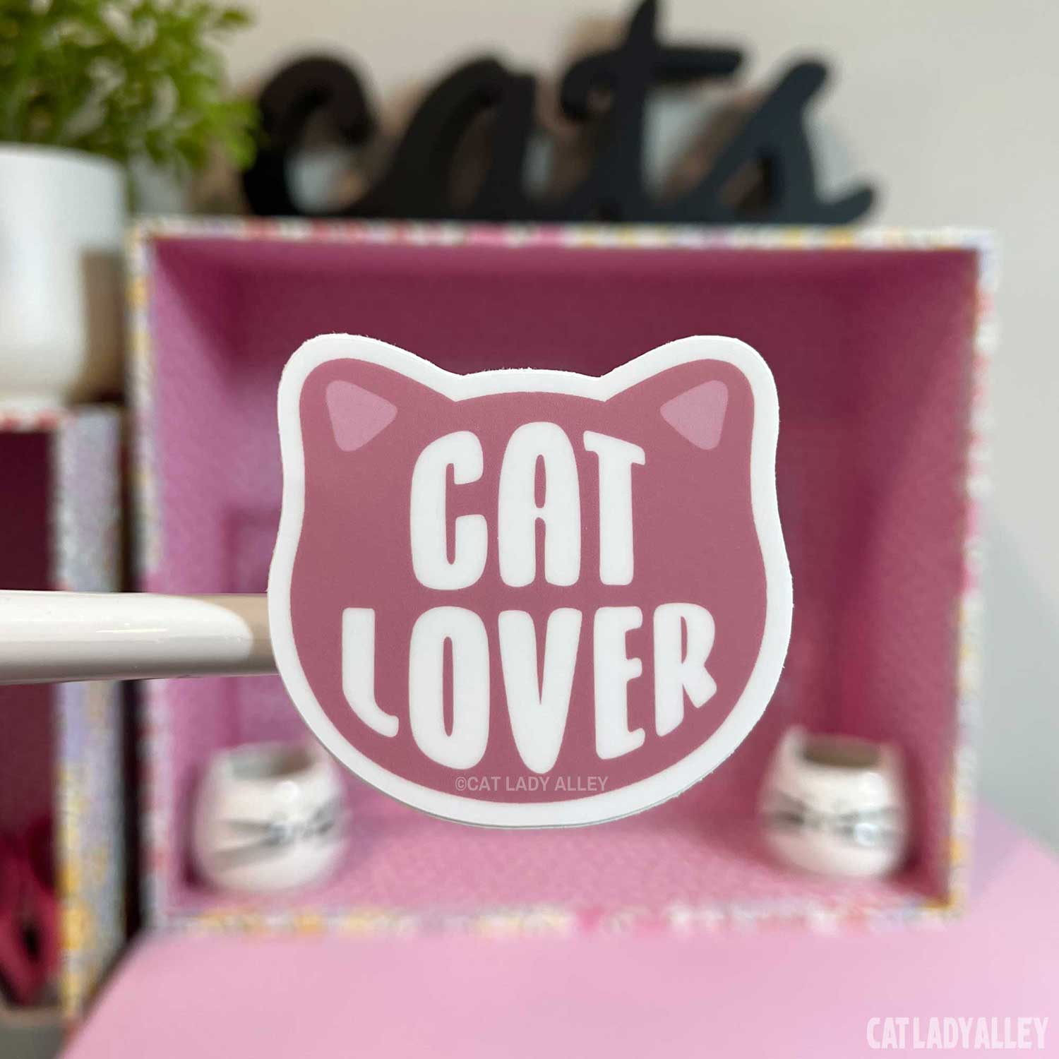pink cat lover sticker