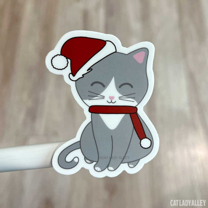 gray and white holiday sticker