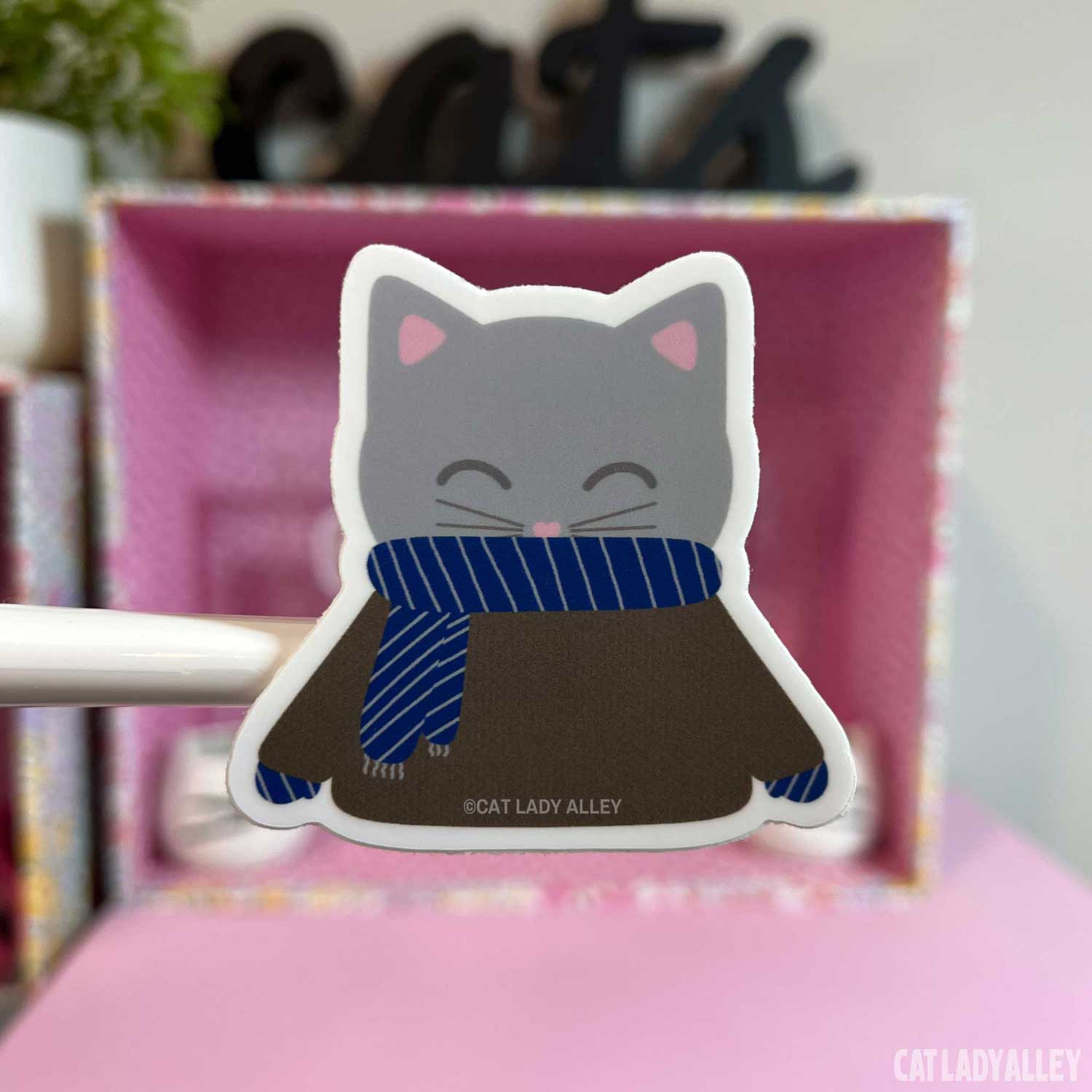 gray sweater cat sticker