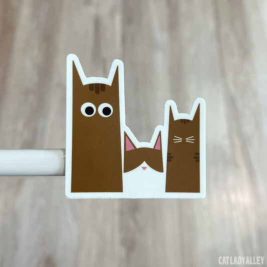 three brown cats sticker