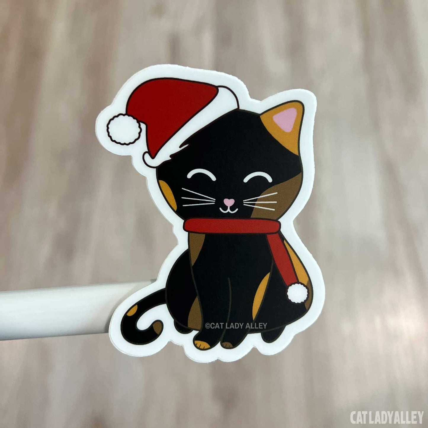 tortie cat holiday sticker
