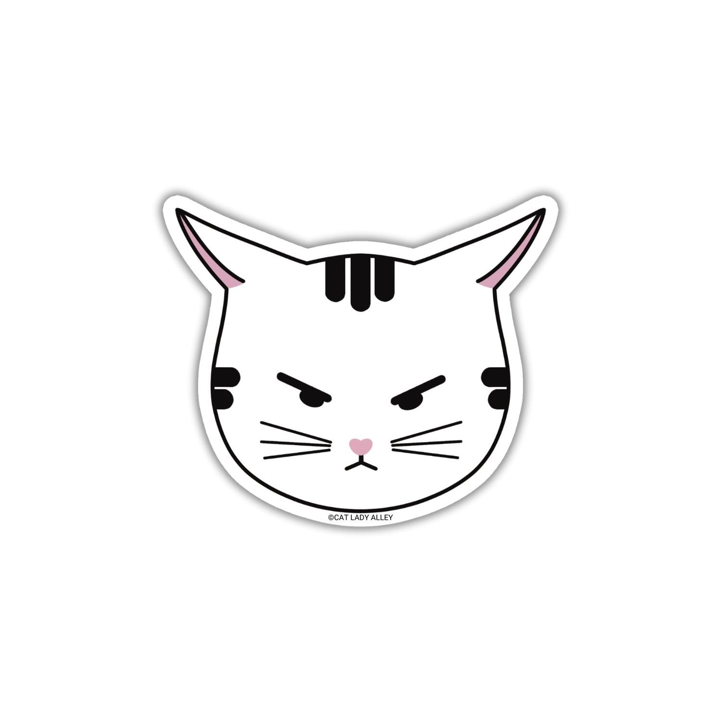 Angry Tabby Airplane Ears Cat Head Sticker