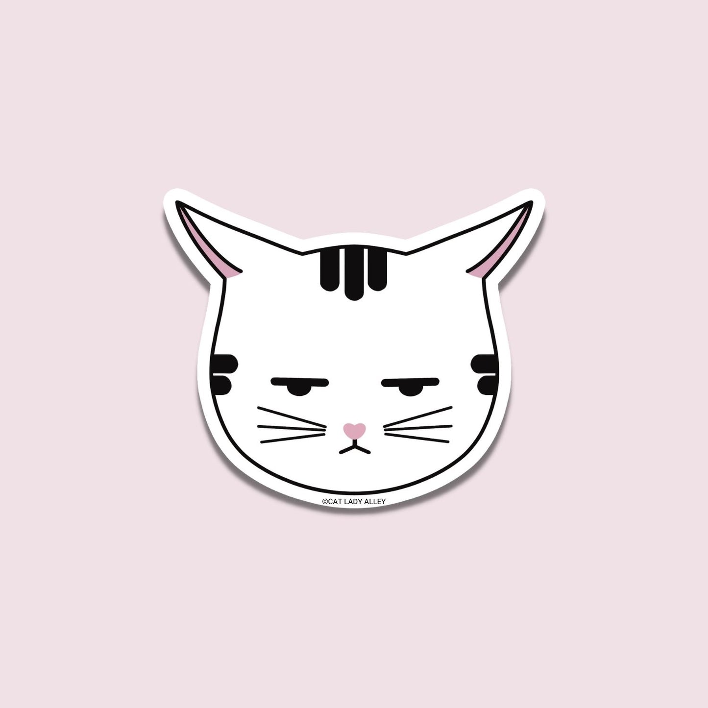 Annoyed Tabby Airplane Ears Cat Head Sticker