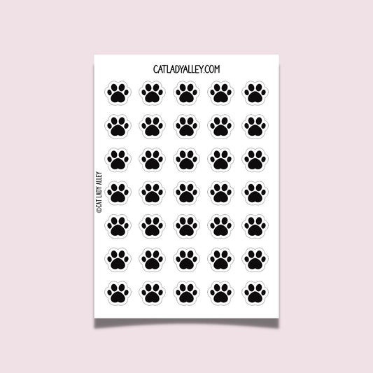 Paw Print Sticker Sheet - Black