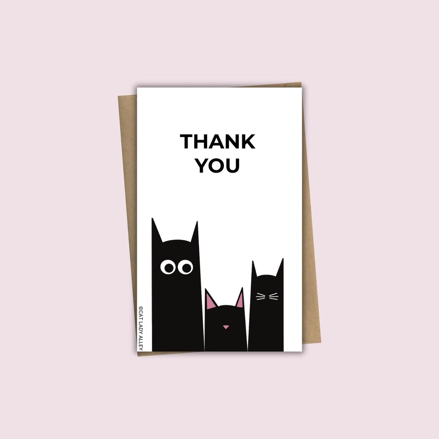 Three Cats Black Mini Notecard