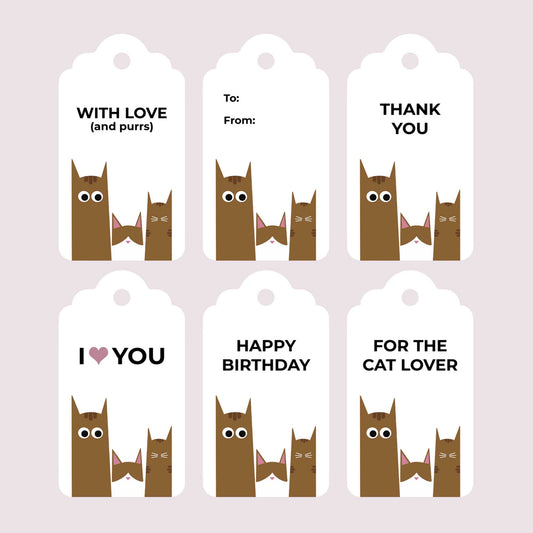 Three Cats Brown Gift Tags