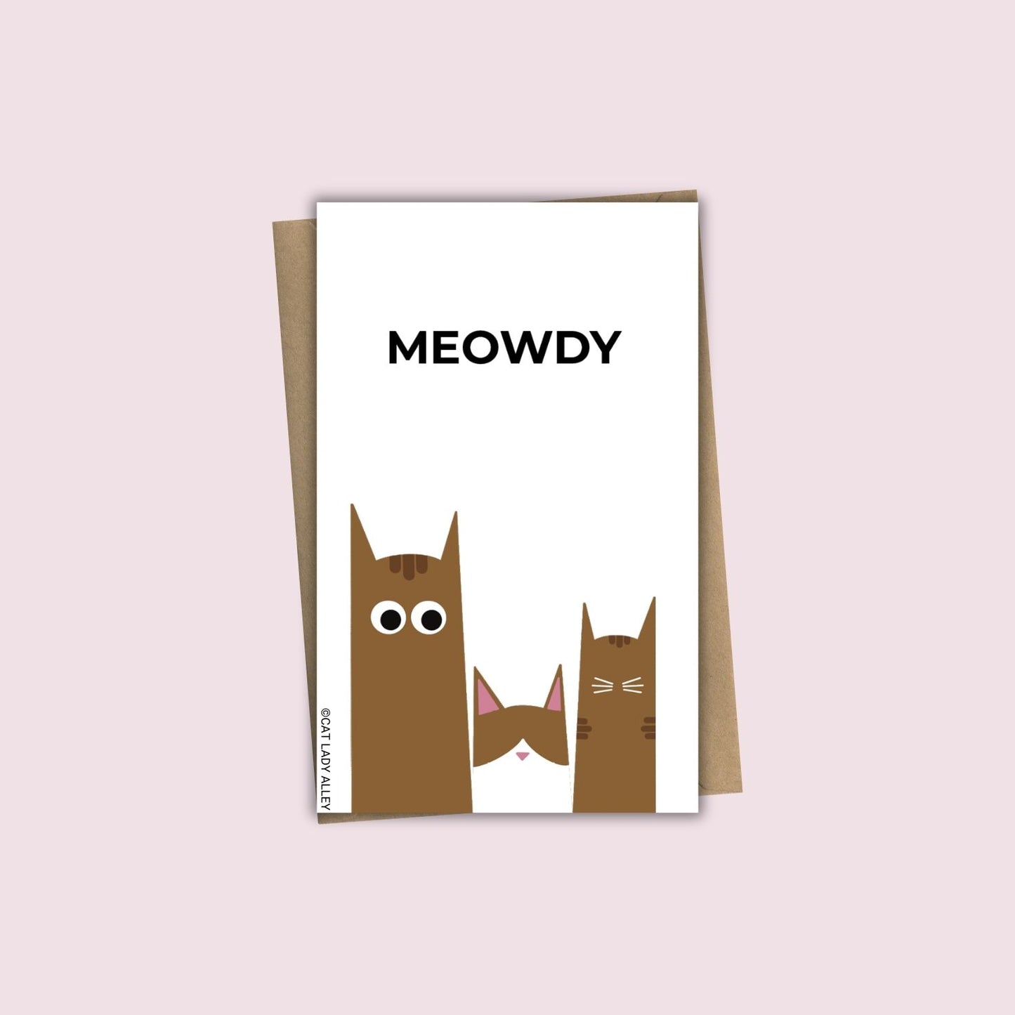Three Cats Brown Mini Notecard