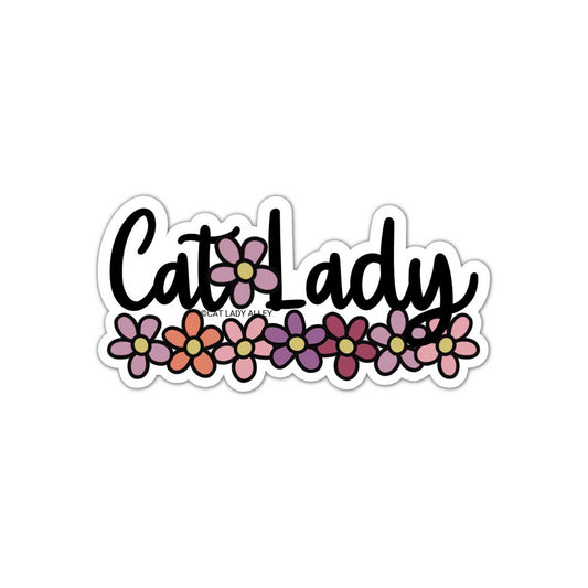 cat lady vinyl sticker