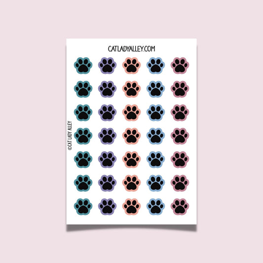 Paw Print Sticker Sheet - Colorful
