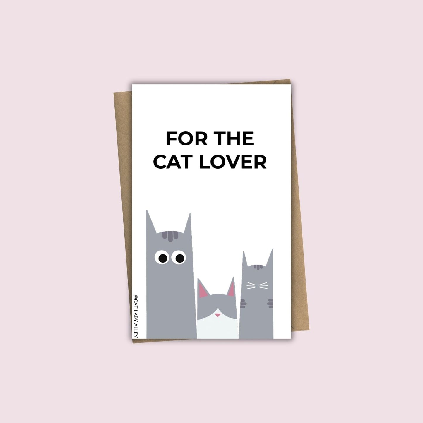 Three Cats Gray Mini Notecard