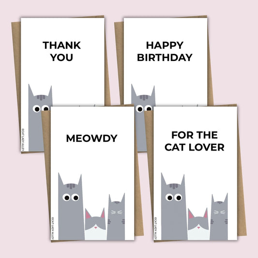 Three Cats Gray Mini Notecard