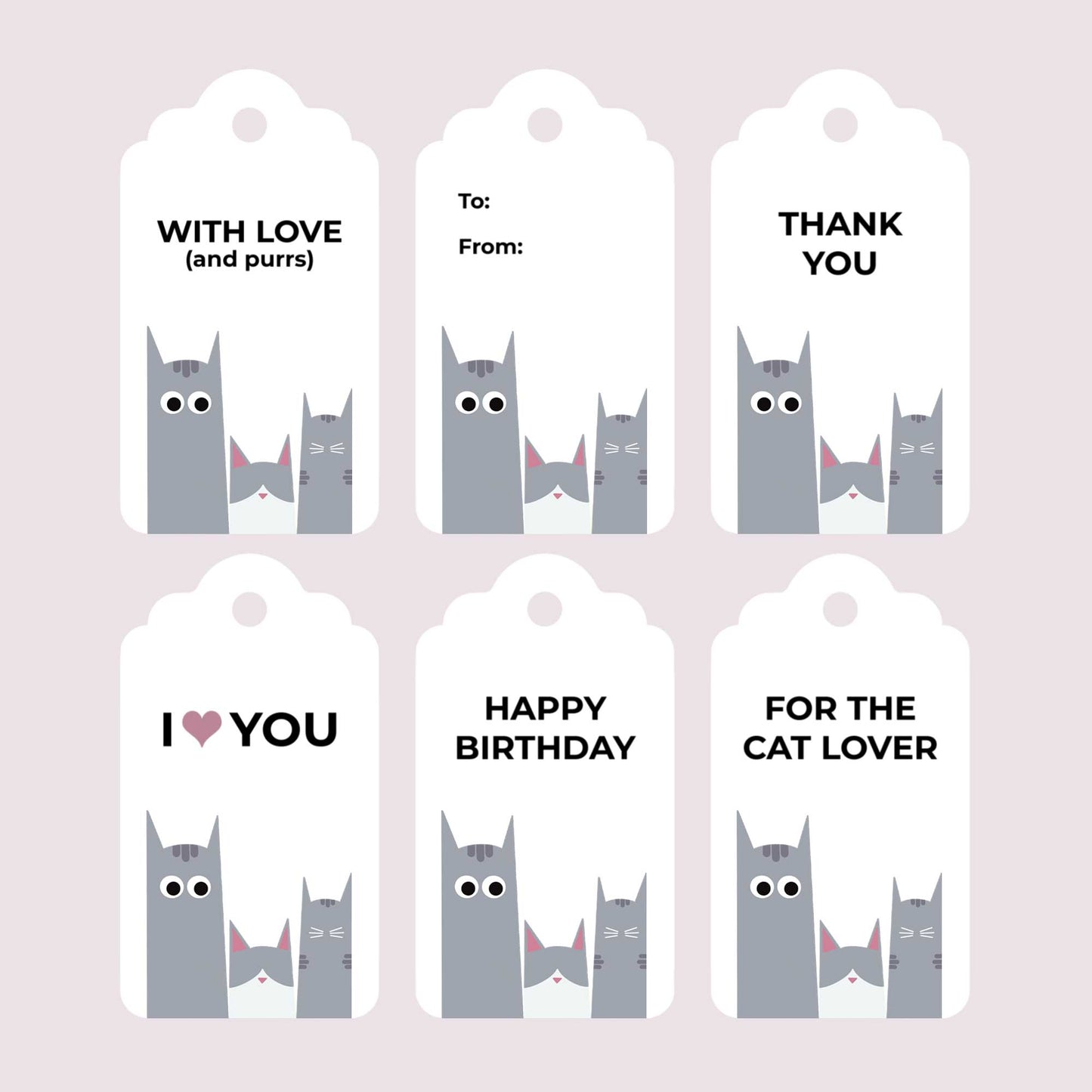 Three Cats Gray Gift Tags