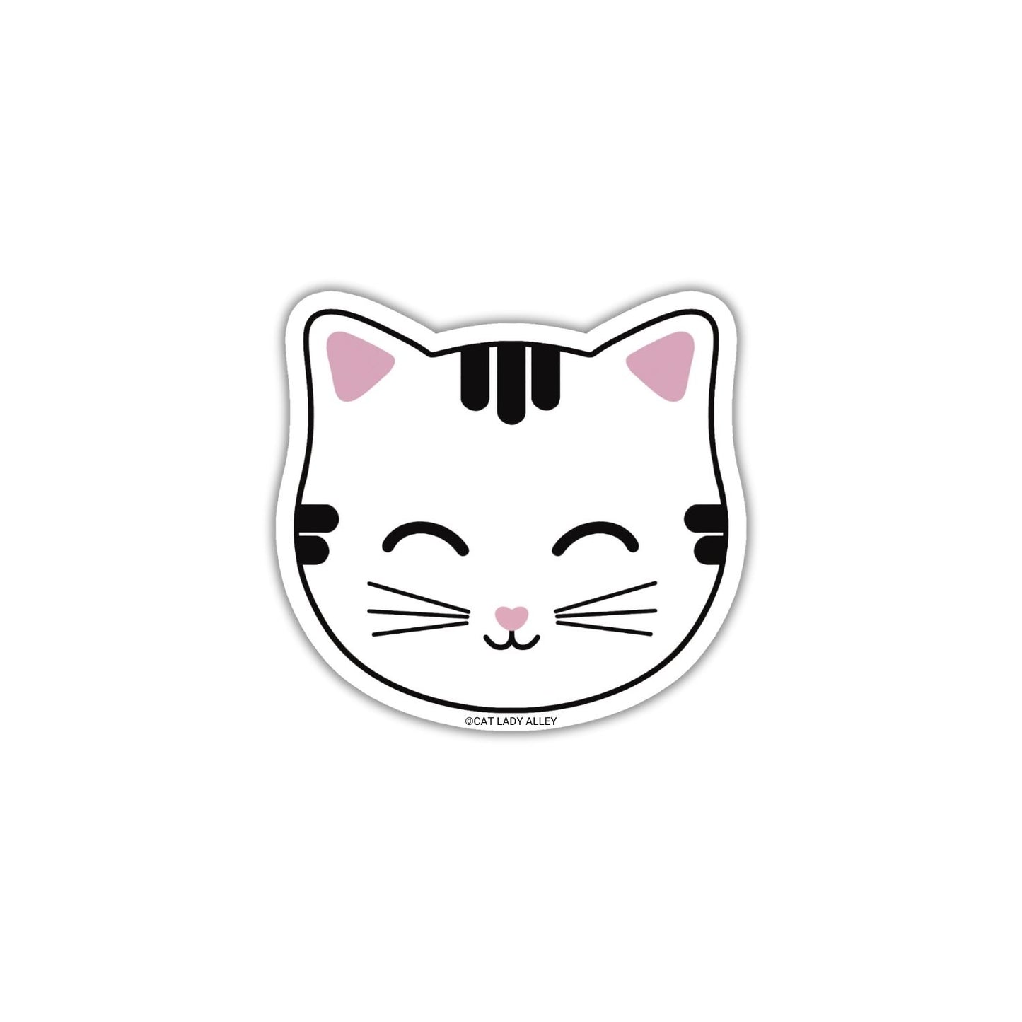 Happy Tabby Cat Head Sticker