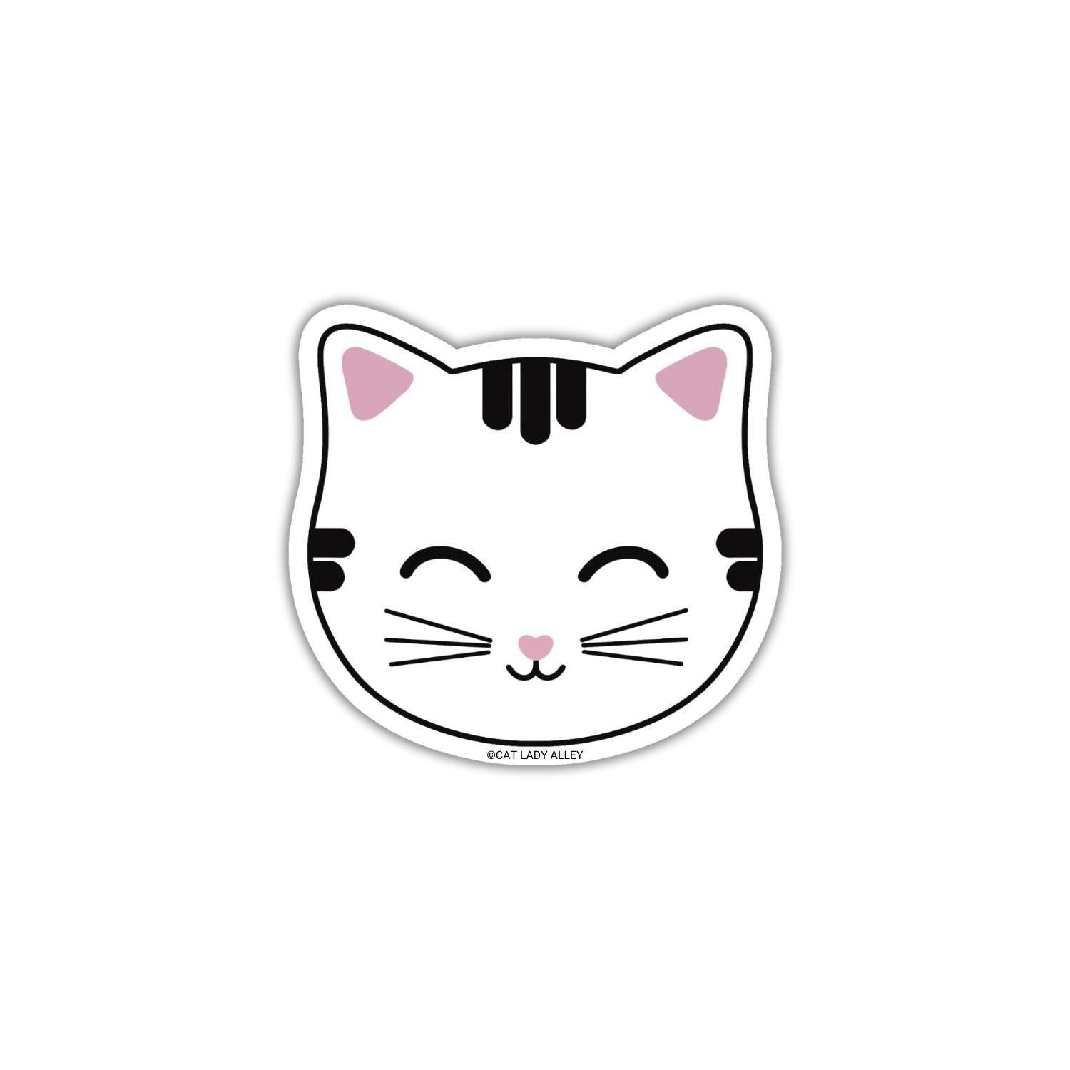 Happy Tabby Cat Head Sticker