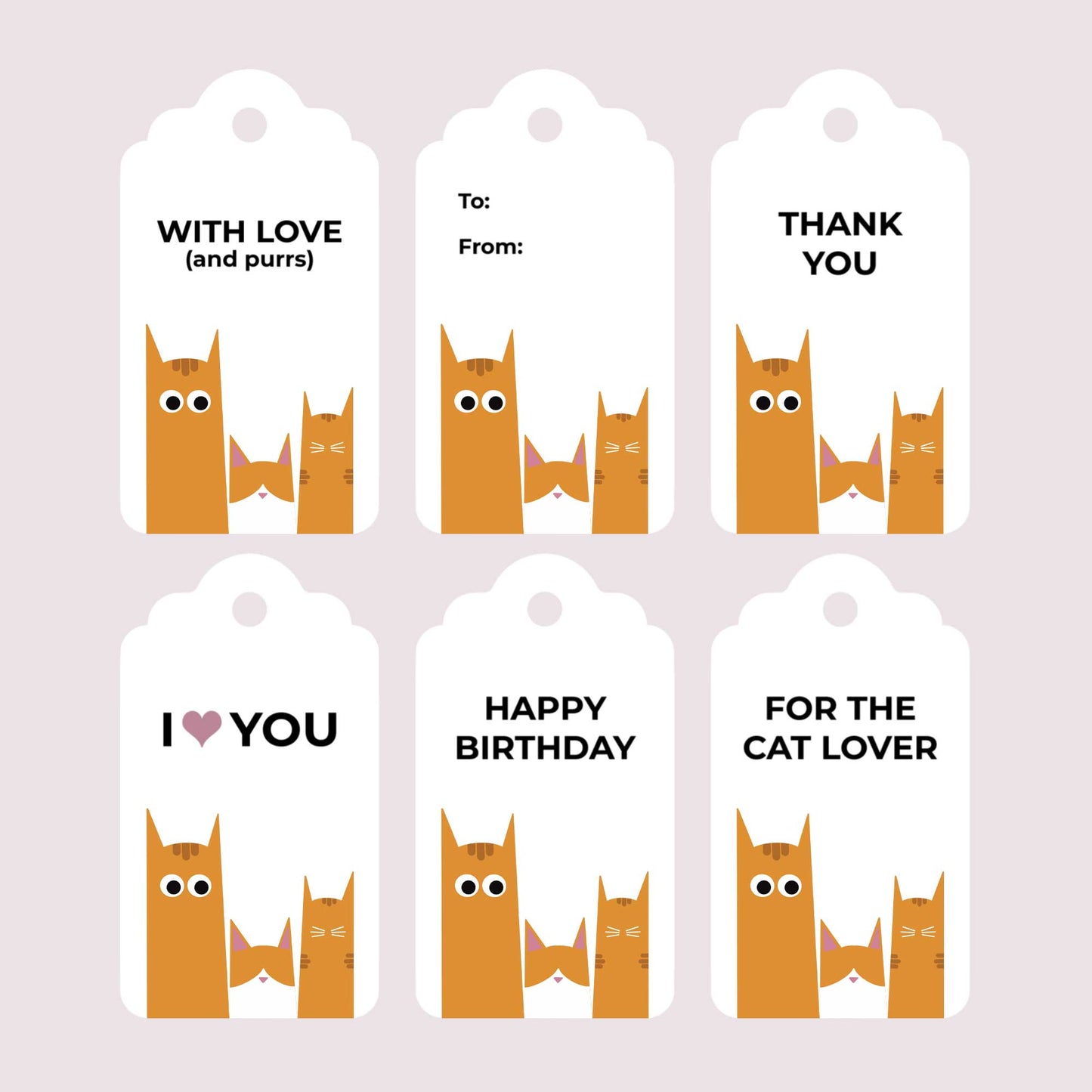 Three Cats Orange Gift Tags