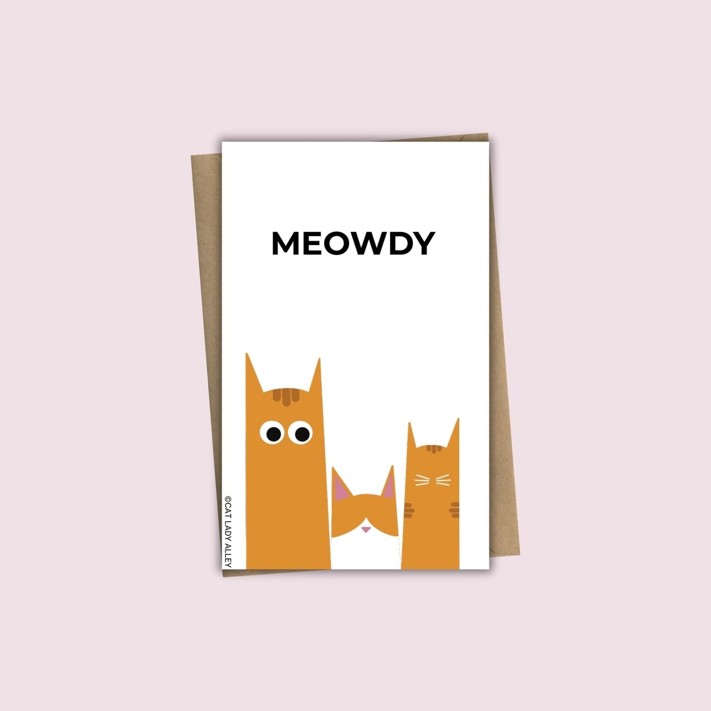 Three Cats Orange Mini Notecard