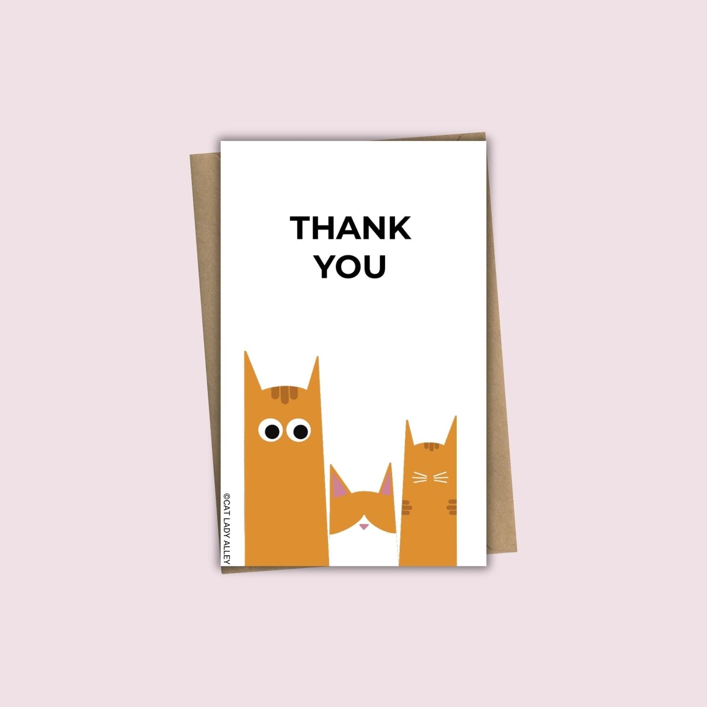 Three Cats Orange Mini Notecard