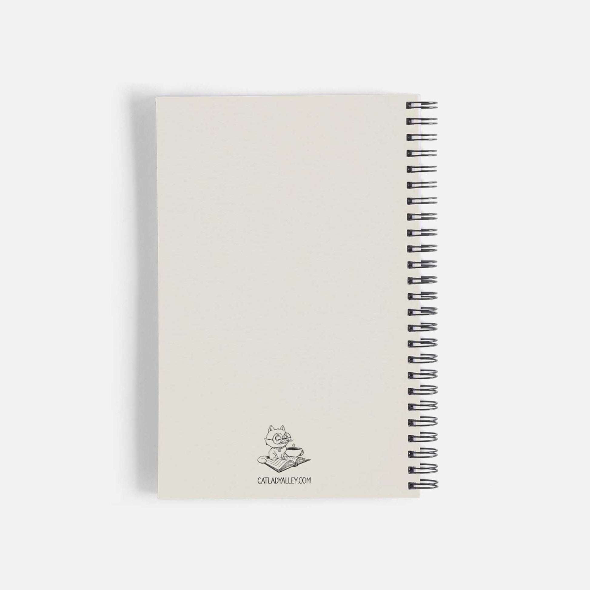 cats, coffee, books spiral notebook back cover
