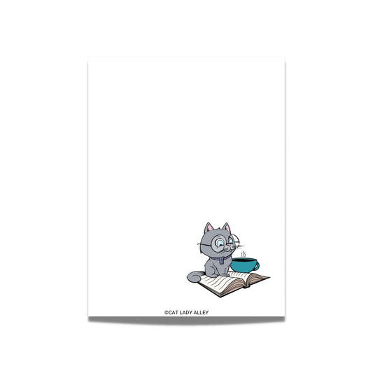 Gray Reading Cat Mini Notepad