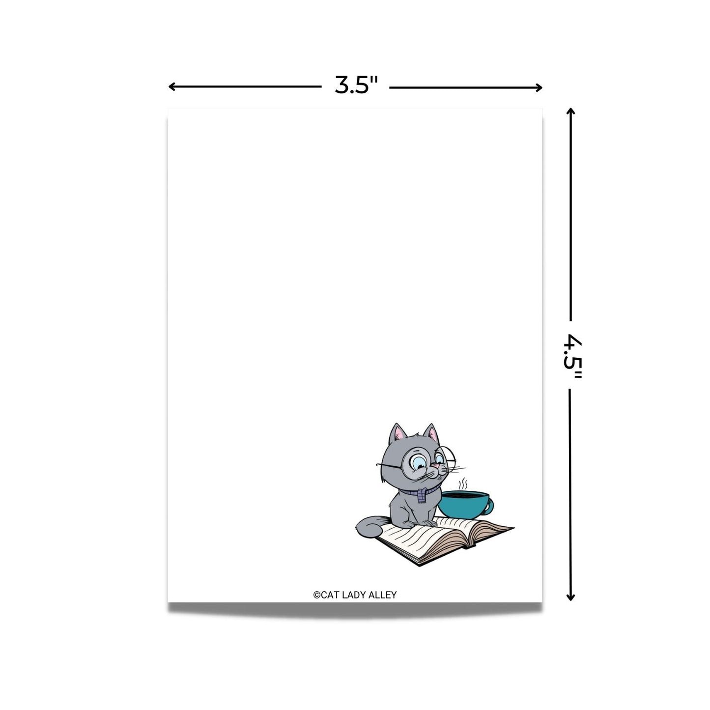 Gray Reading Cat Mini Notepad