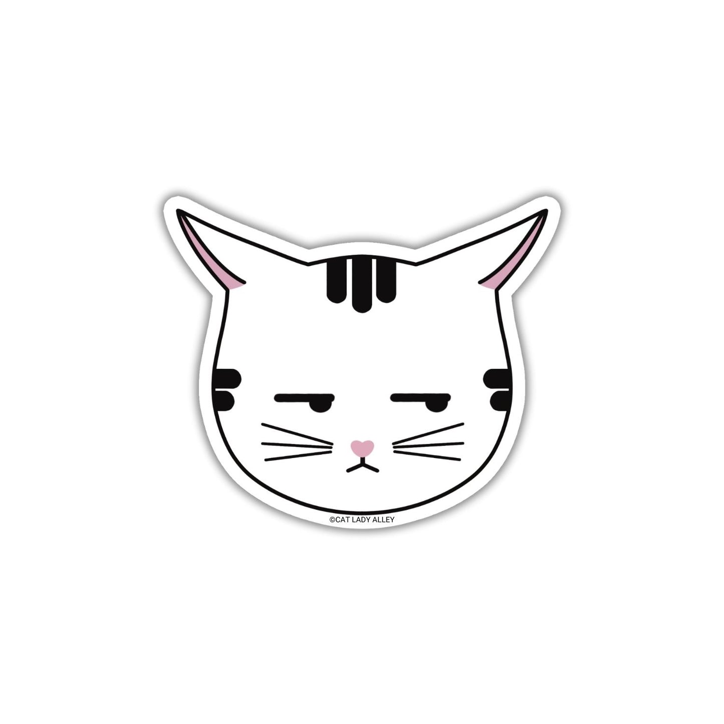 Side-Eye Tabby Airplane Ears Cat Head Sticker