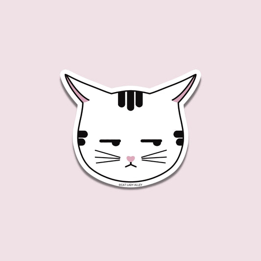 Side-Eye Tabby Airplane Ears Cat Head Sticker