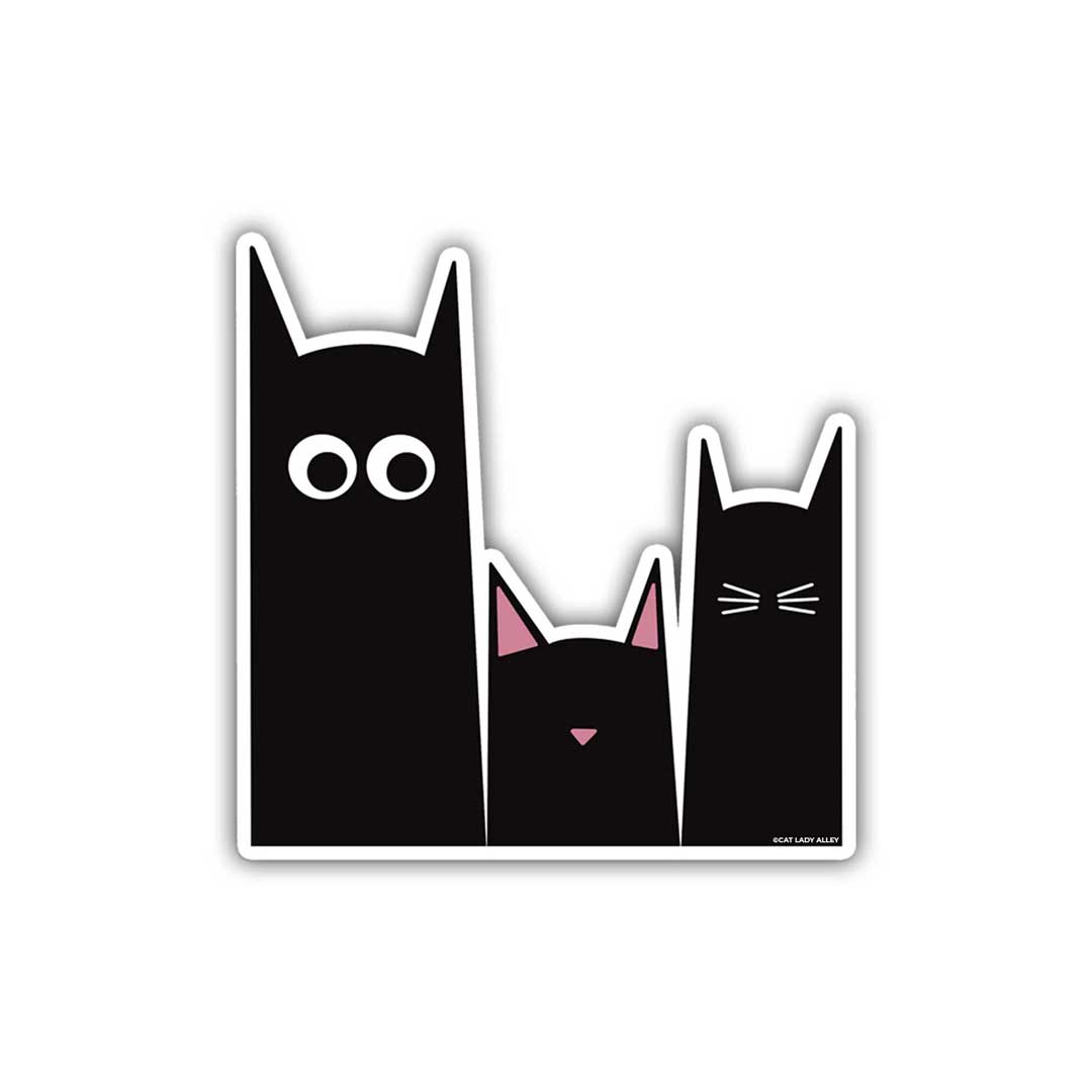 Black Three Cats Sticker