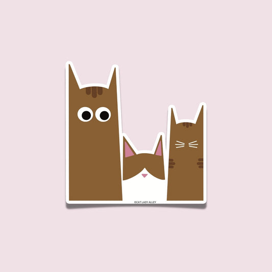 Three Cats Brown Sticker