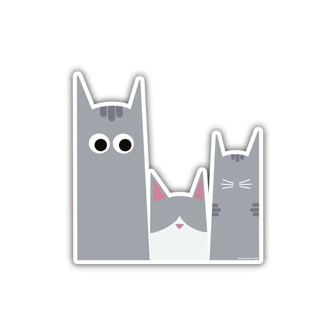 Gray Three Cats Sticker