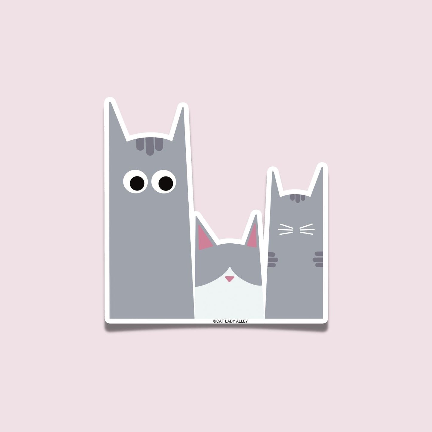 Three Cats Gray Sticker