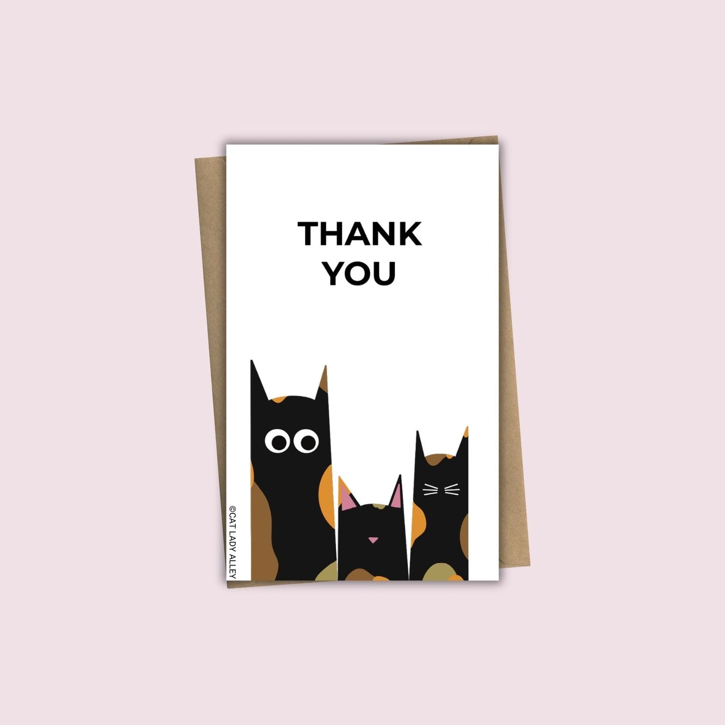 Three Cats Tortie Mini Notecard