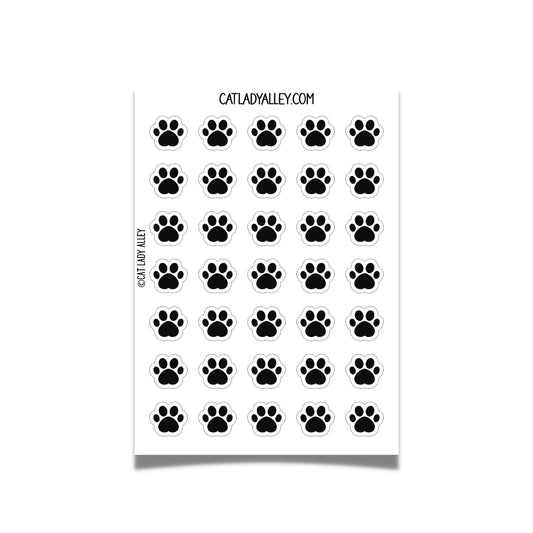 black paw prints sticker sheet