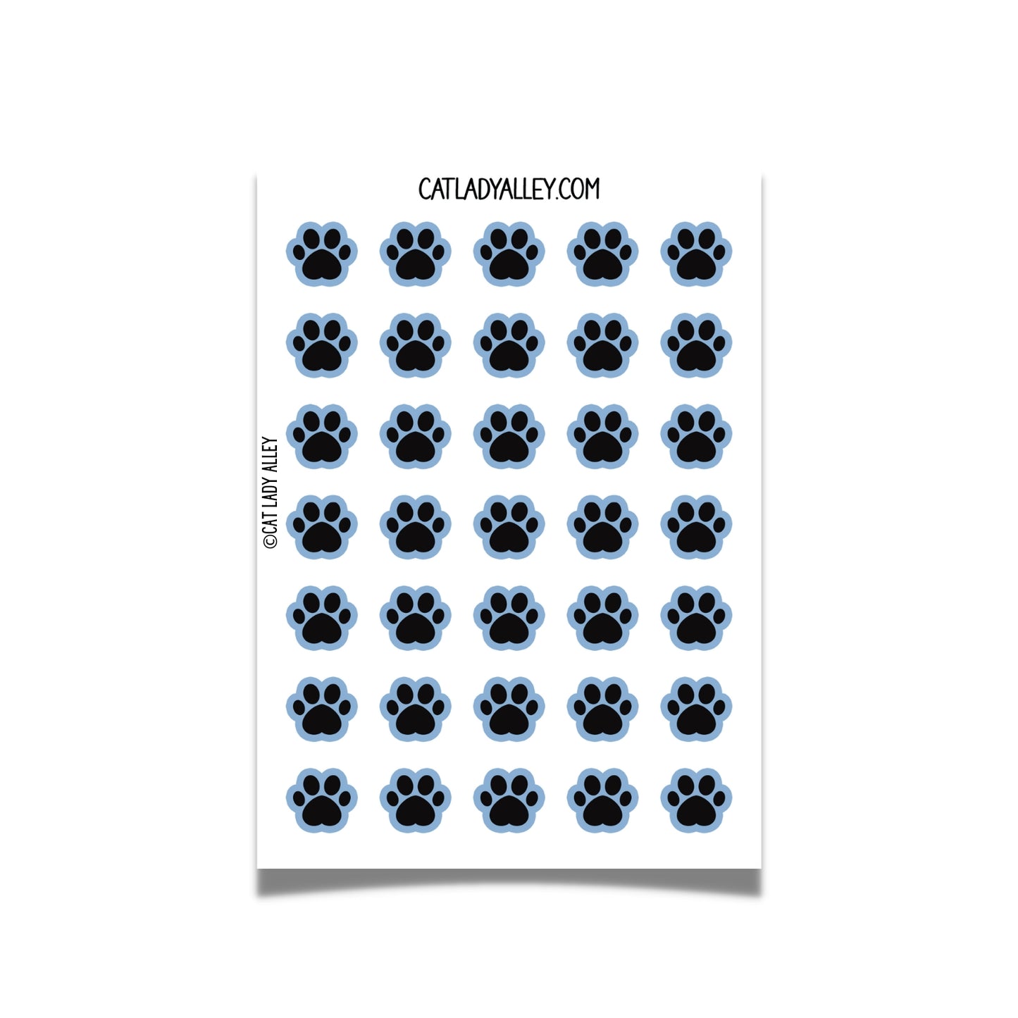 blue paw prints sticker sheet