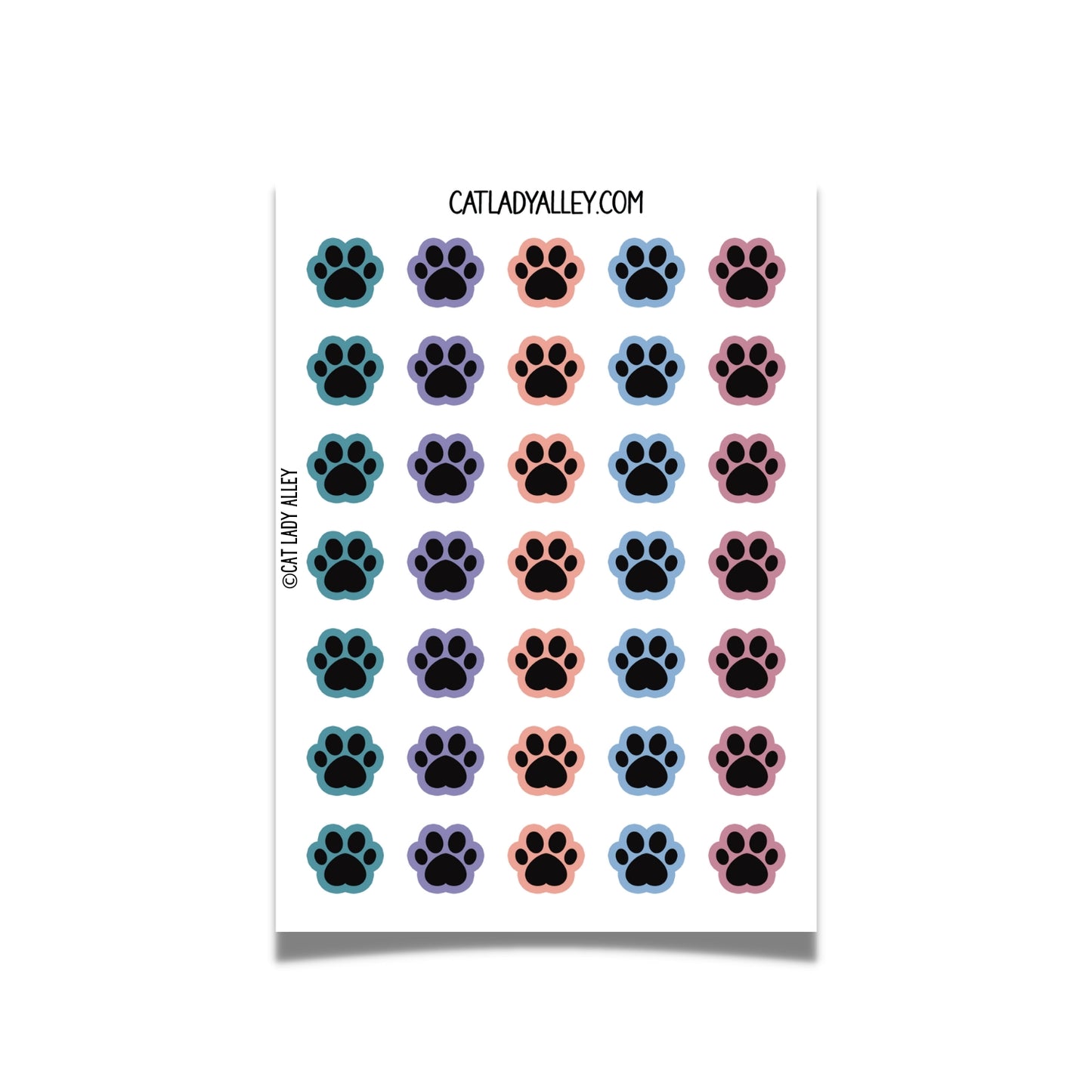 colorful paw prints sticker sheet