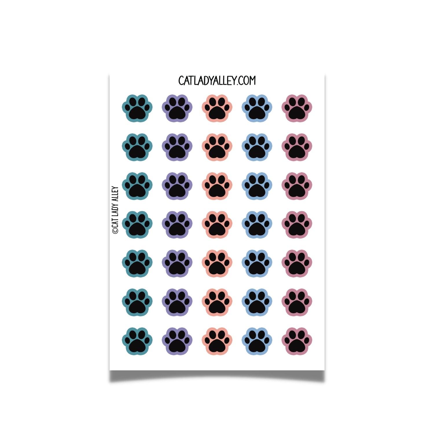 colorful paw prints sticker sheet