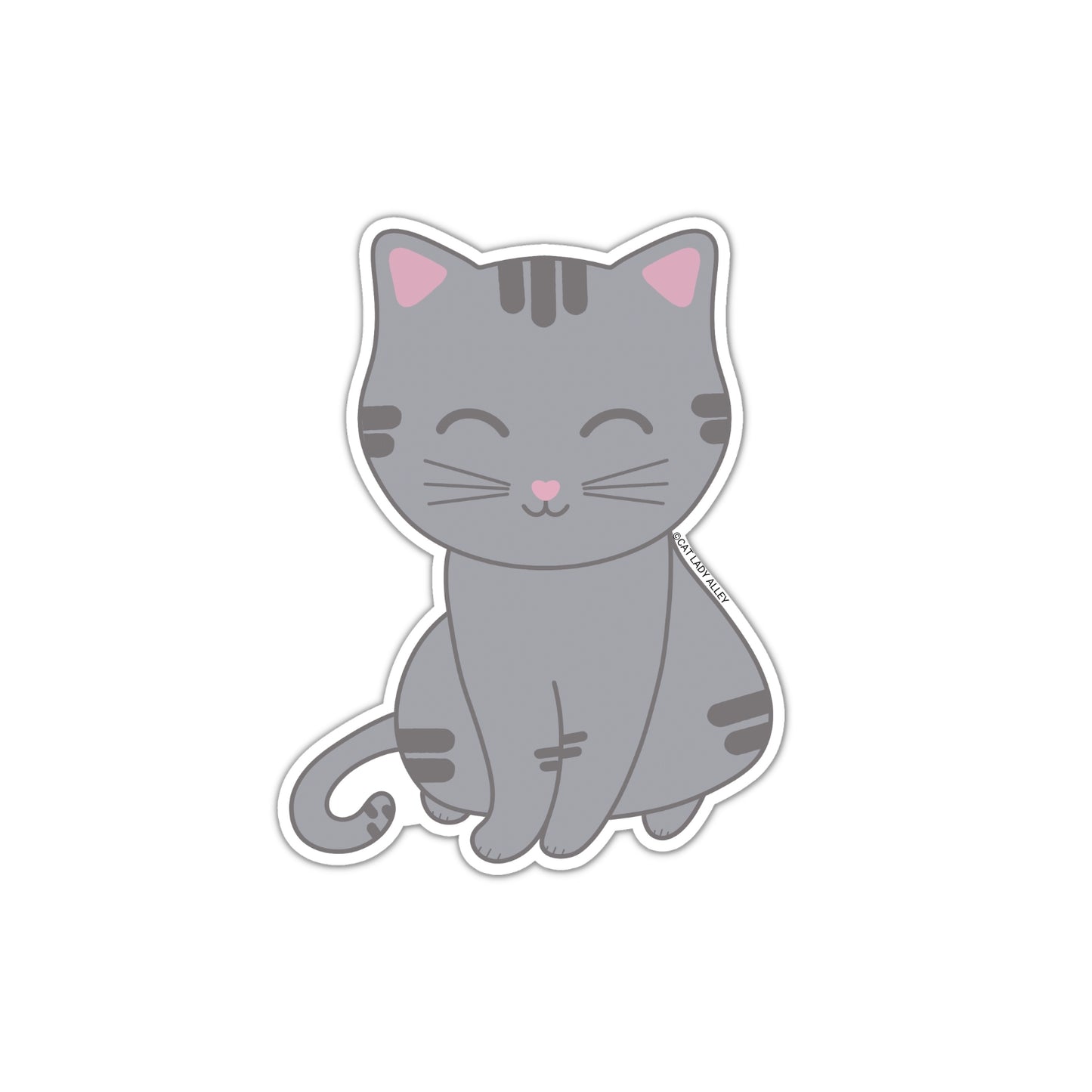 gray tabby cat die-cut sticker