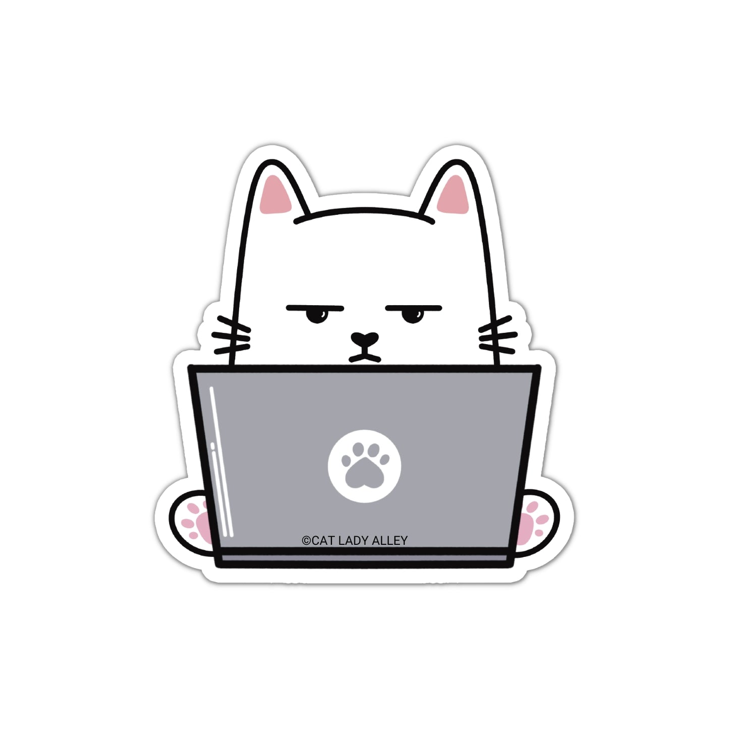Annoyed Laptop Sophie Cat Sticker