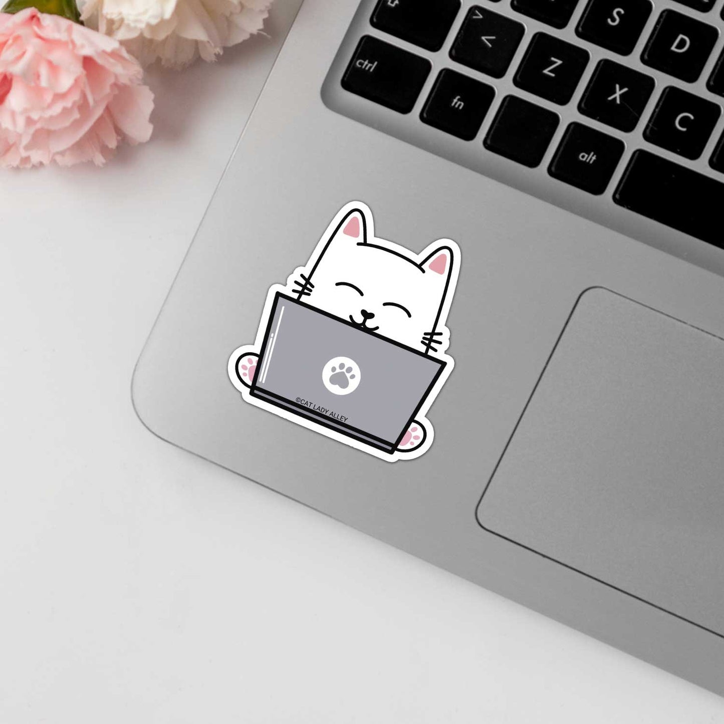 Happy Laptop Sophie Cat Sticker