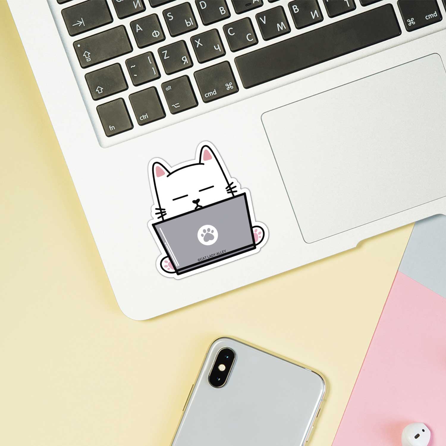 Over-It Laptop Sophie Cat Sticker