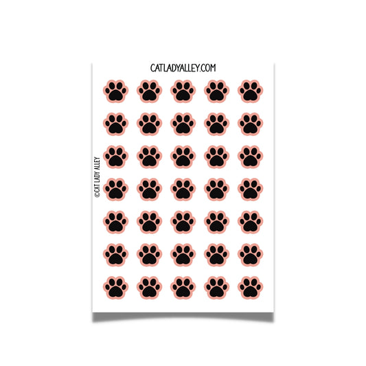 orange paw prints sticker sheet