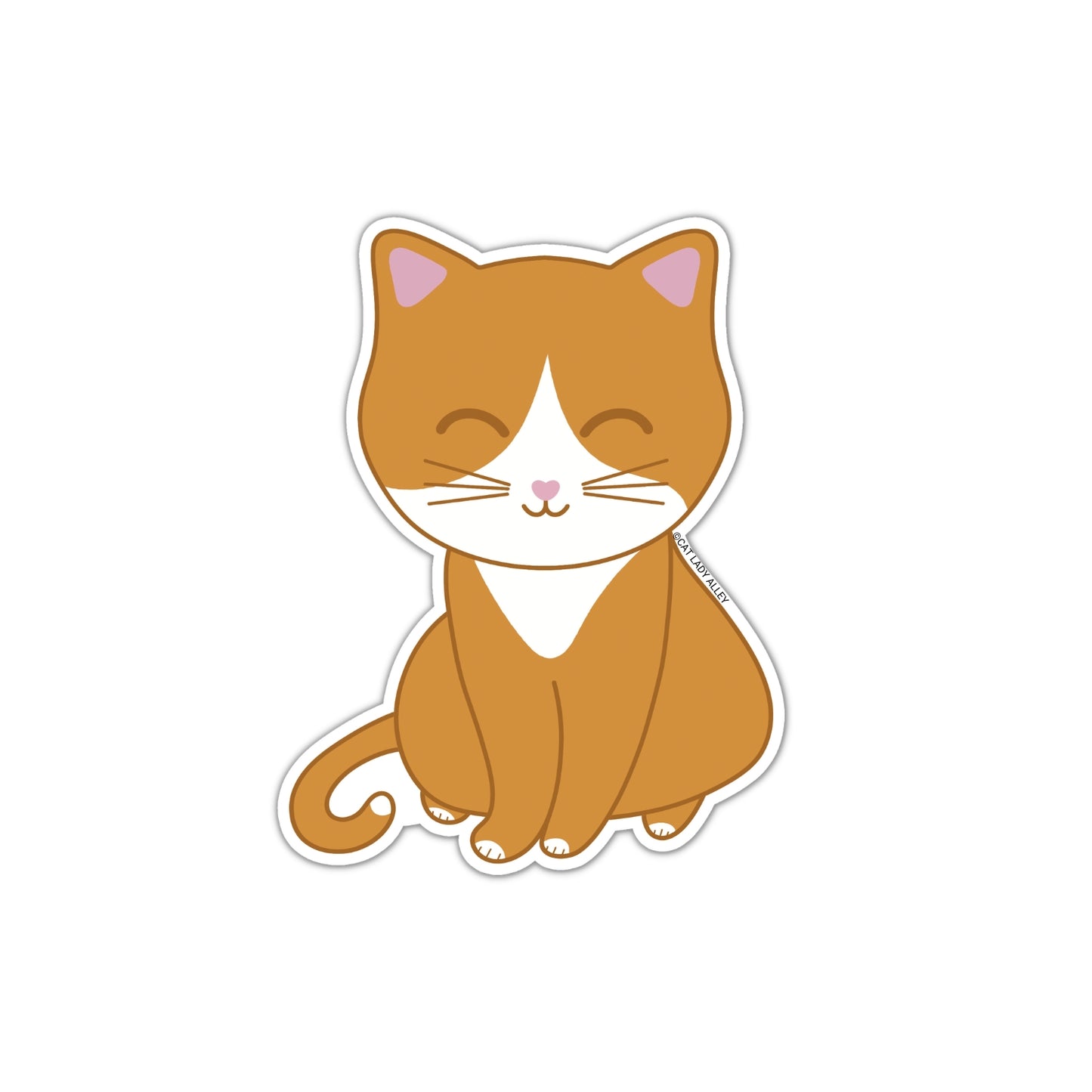 orange white cat die-cut sticker