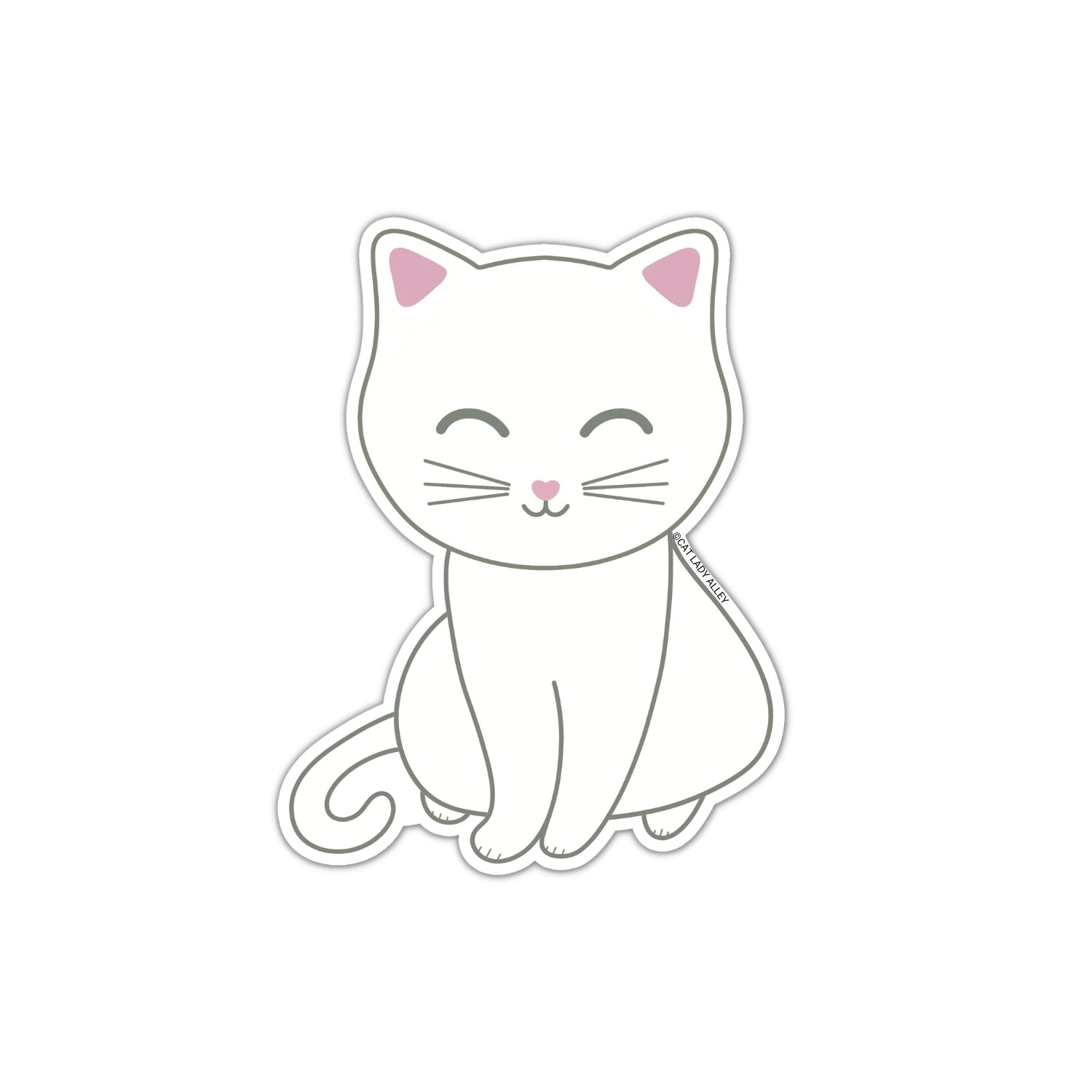 white cat die-cut sticker